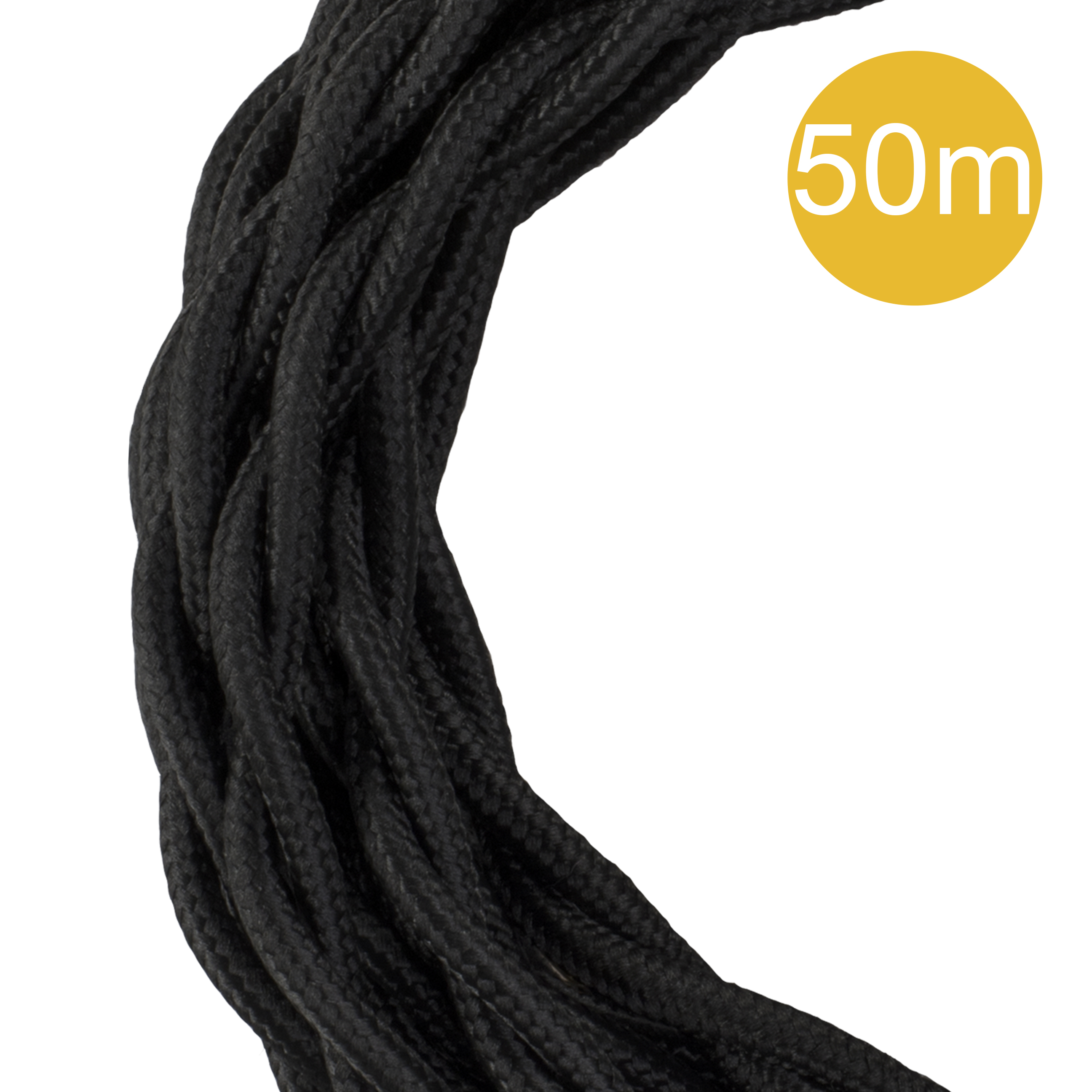 Textile Cable Twisted 2C 50M Black
