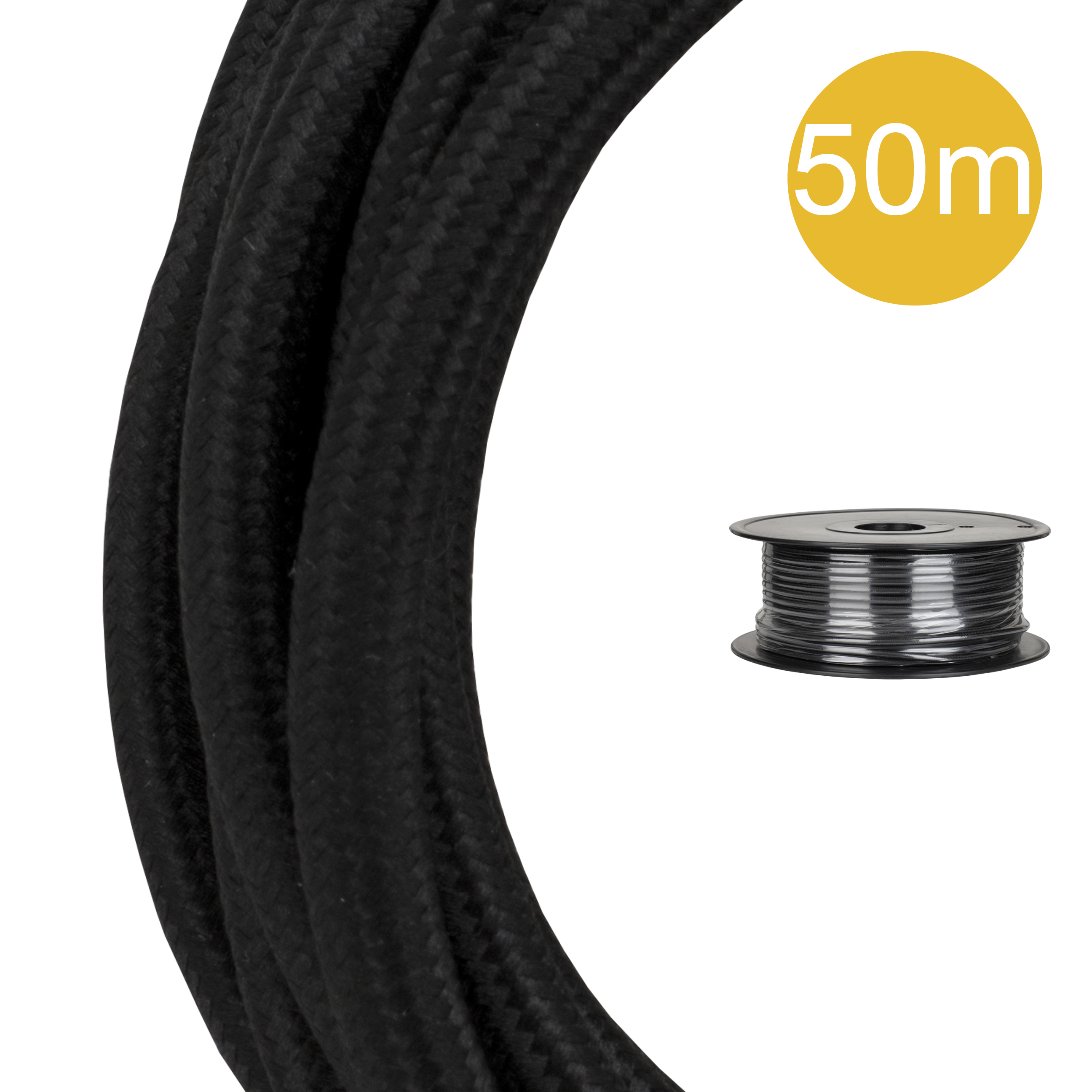 Textile Cable 3C 50M Black