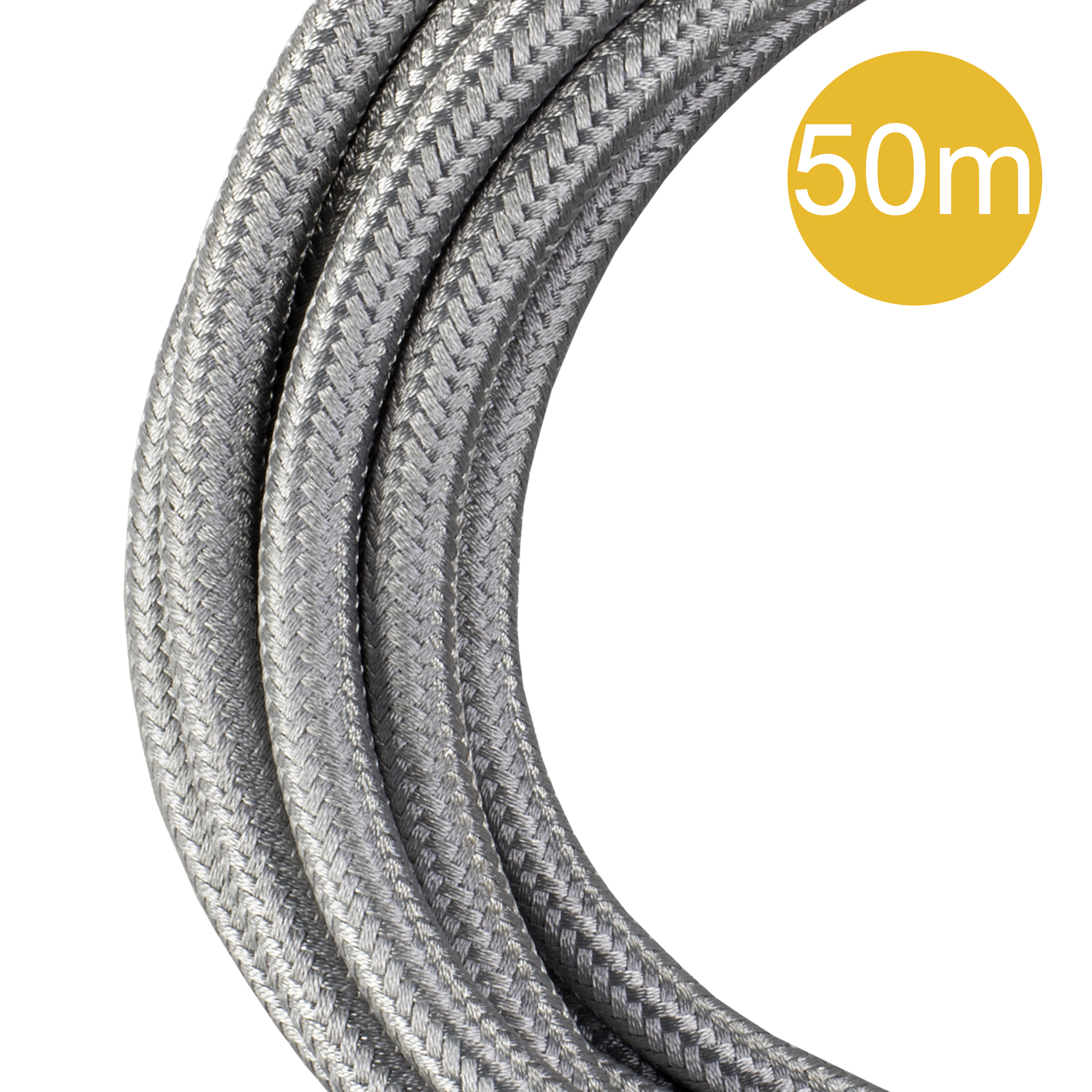Textile Cable 2C 50M Metallic Silver